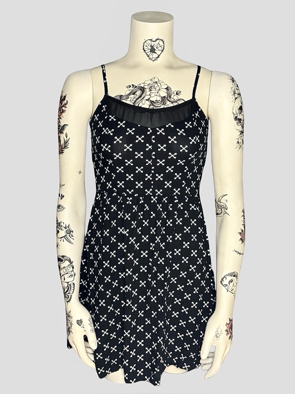 Black dress with cross print